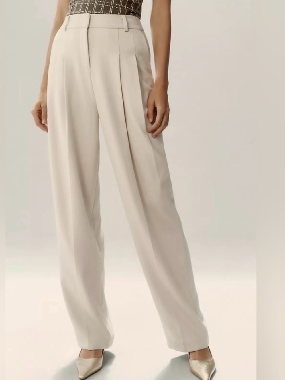 Anthropologie Maeve Tapered Trousers in Cream Ivory